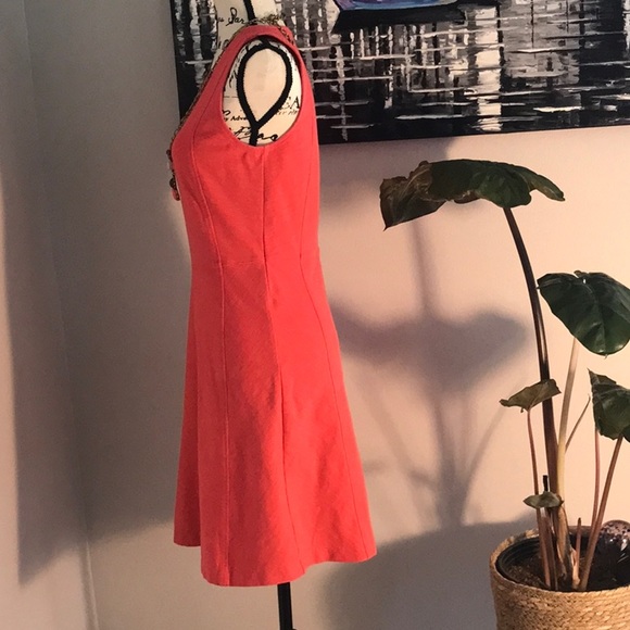 J. Crew Sleeveless salmon color, stretchy, springy, flare dress sz 4 - Picture 5 of 10